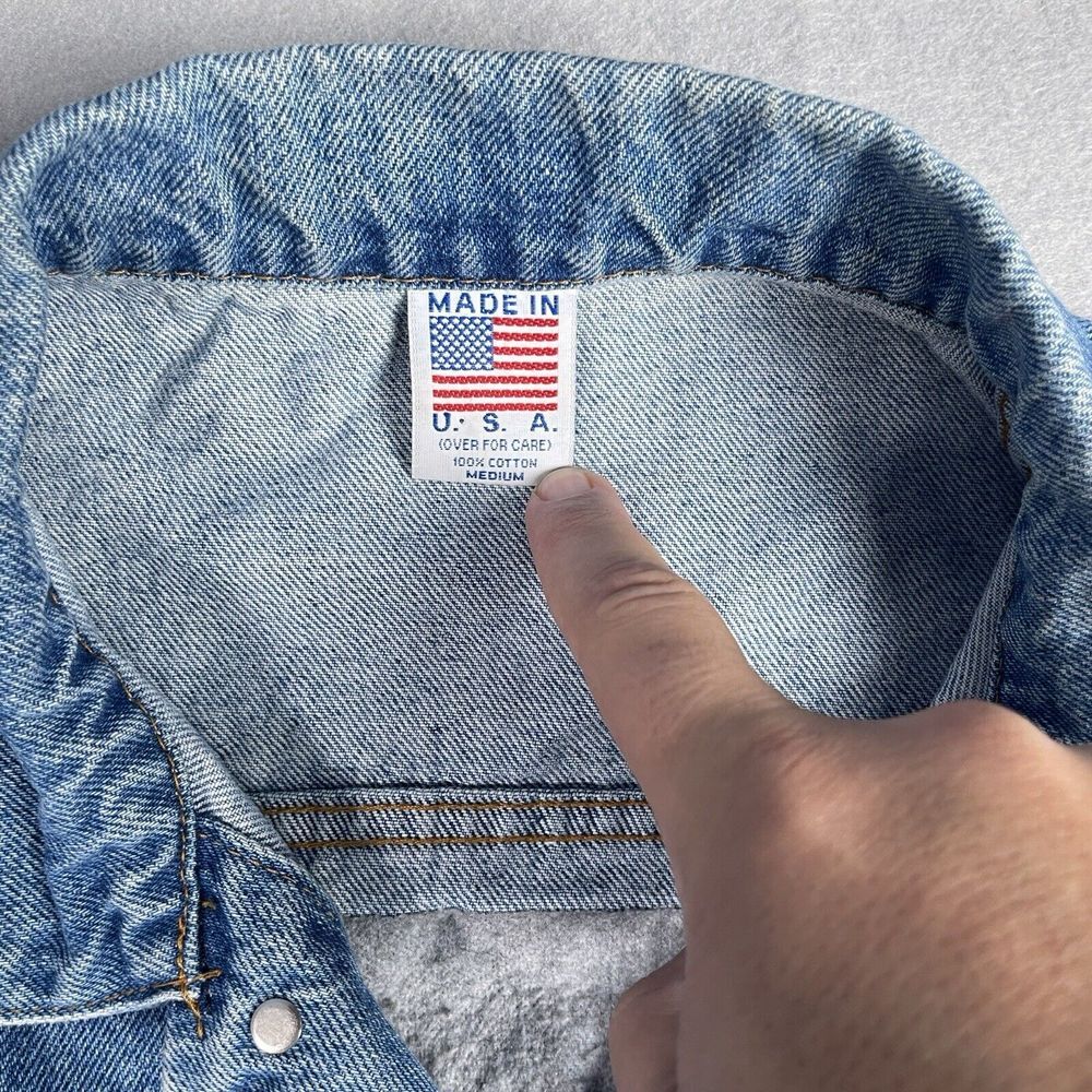 Vintage TYCA Blue Denim Jacket Men Medium Farm Heart Basket Made In USA‎ - Picture 6 of 13